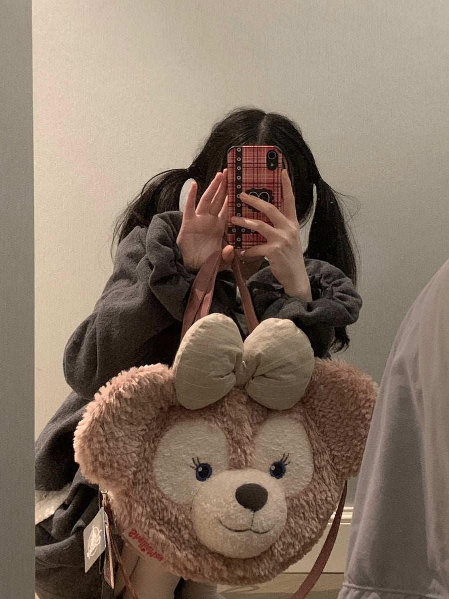Women's Plush Cute Bow Big Head Backpacks