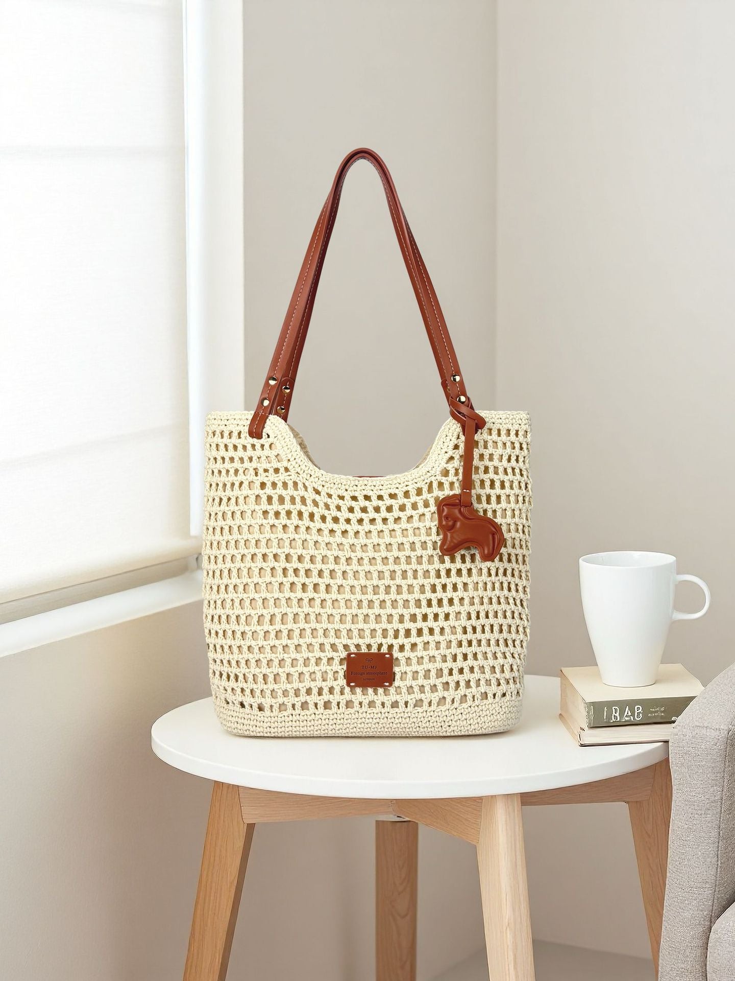Women's Lazy Vacation Cotton String Beach Holiday Woven Large Women's Shoulder Bag