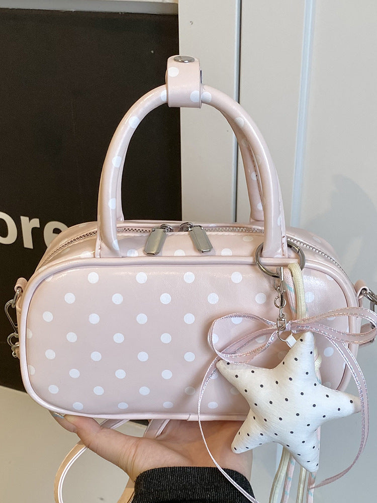 Korean Style Niche Sweet Bow Polka Dot Light Luxury Small Square Bag