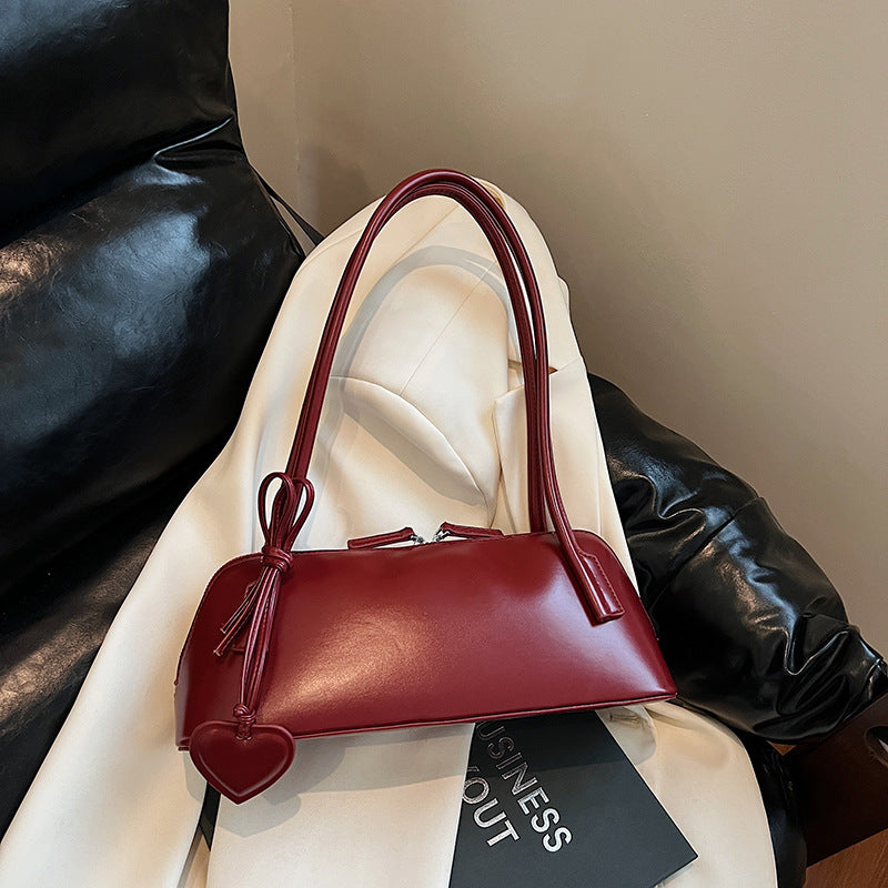 Women's Soft Leather Underarm Female Boston Bags