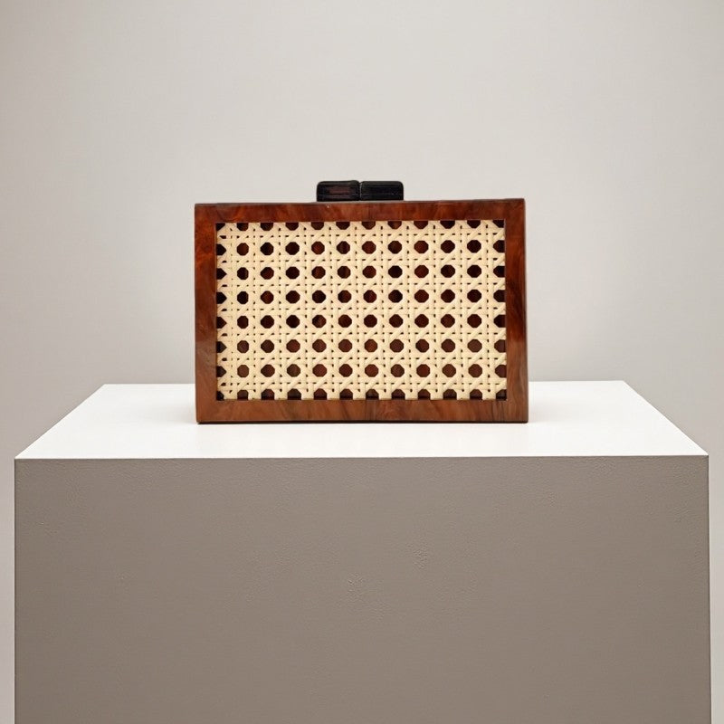 Fashion Rattan Acrylic Splicing Banquet Clutch Dinner Bag