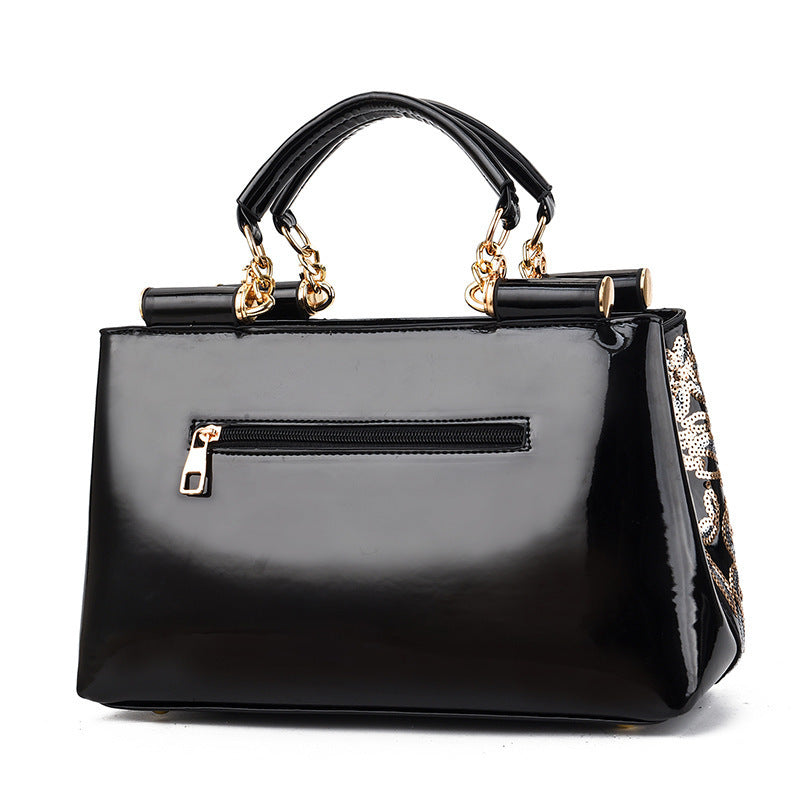 Women's Patent Leather Glossy Bride Wedding Portable Large Women's Handbag