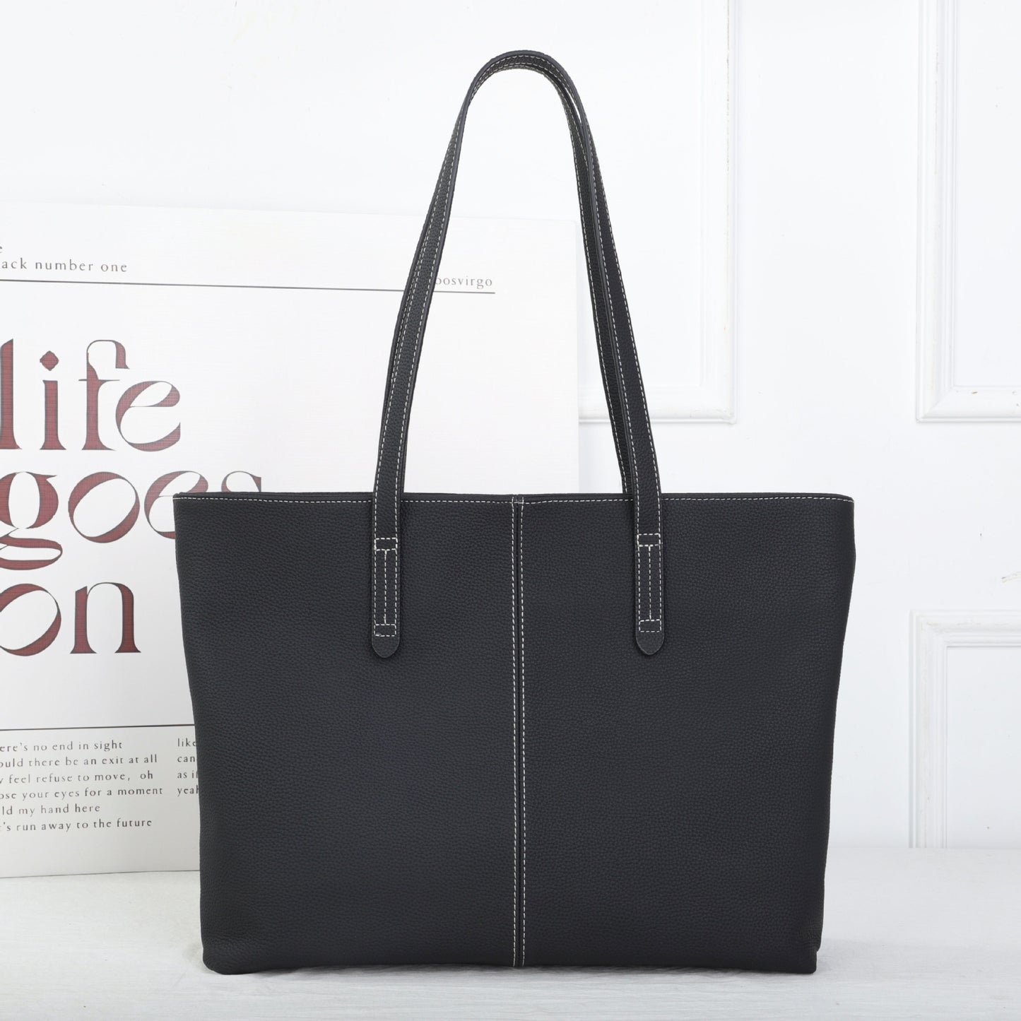 Women's Layer Leather Large Capacity Totes Simple Shopping Computer Women's Shoulder Bag