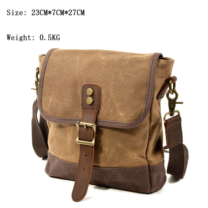 Men's Style Oil Wax Canvas Stitching Leisure Men's Briefcase