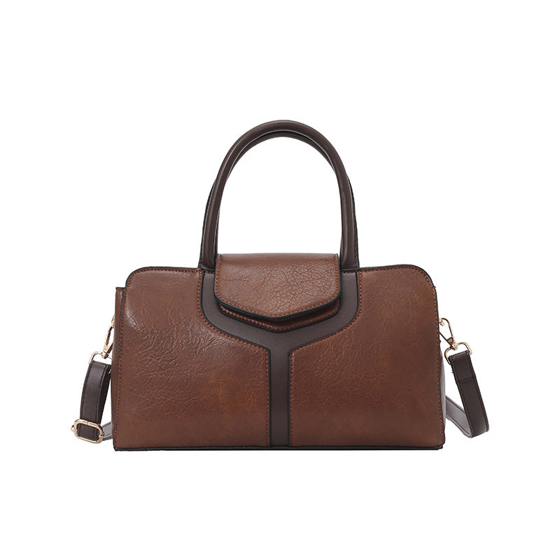 Women's Large Capacity Boston Retro Light Luxury Design Hand Holding Women's Messenger Bag