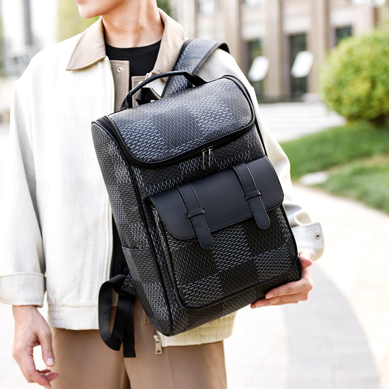 Men's Fashion Plaid Commuter High Quality Waterproof Backpacks