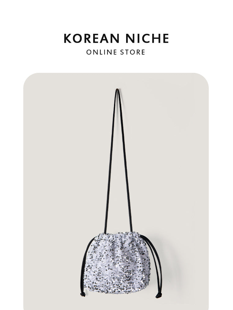 Women's Korean Fashionable Sequined Shiny High-grade Drawstring Women's Messenger Bag