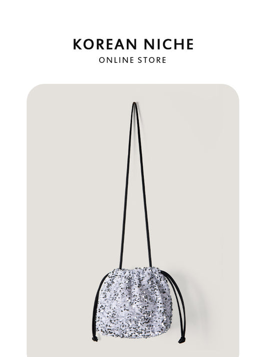 Women's Korean Fashionable Sequined Shiny High-grade Drawstring Women's Messenger Bag
