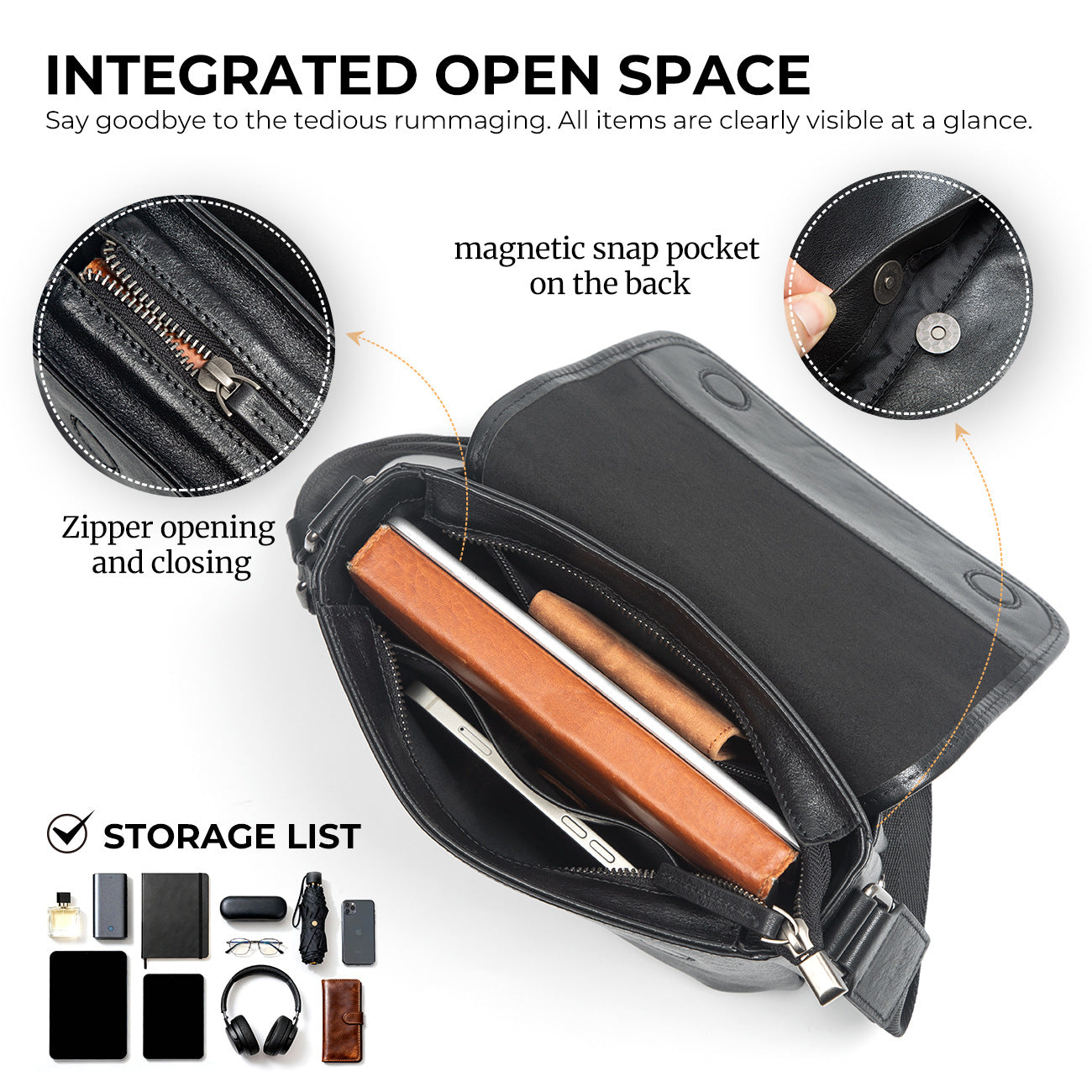 Men's & Women's Straight Hair Oil Wax Leather Retro Fashion Bags