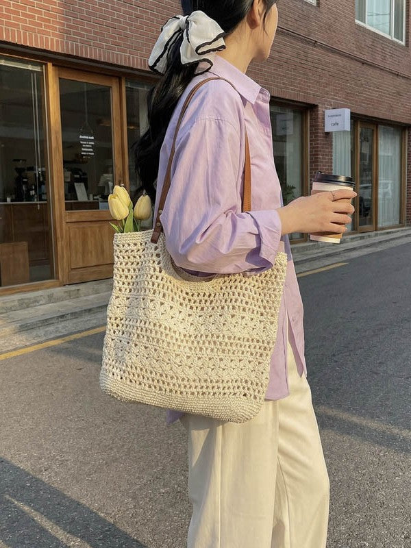 Seaside Holiday Knitted Hand-woven Large Capacity Beach Tote Bags
