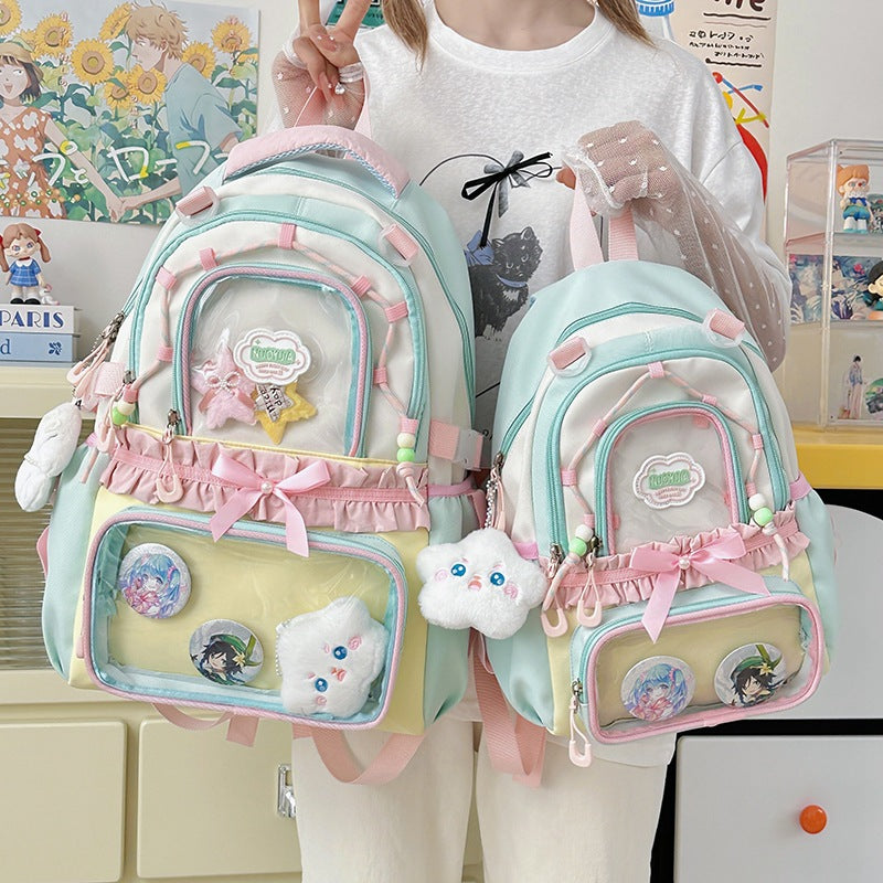 Translucent Female Leisure Korean High Style College Student Schoolbag