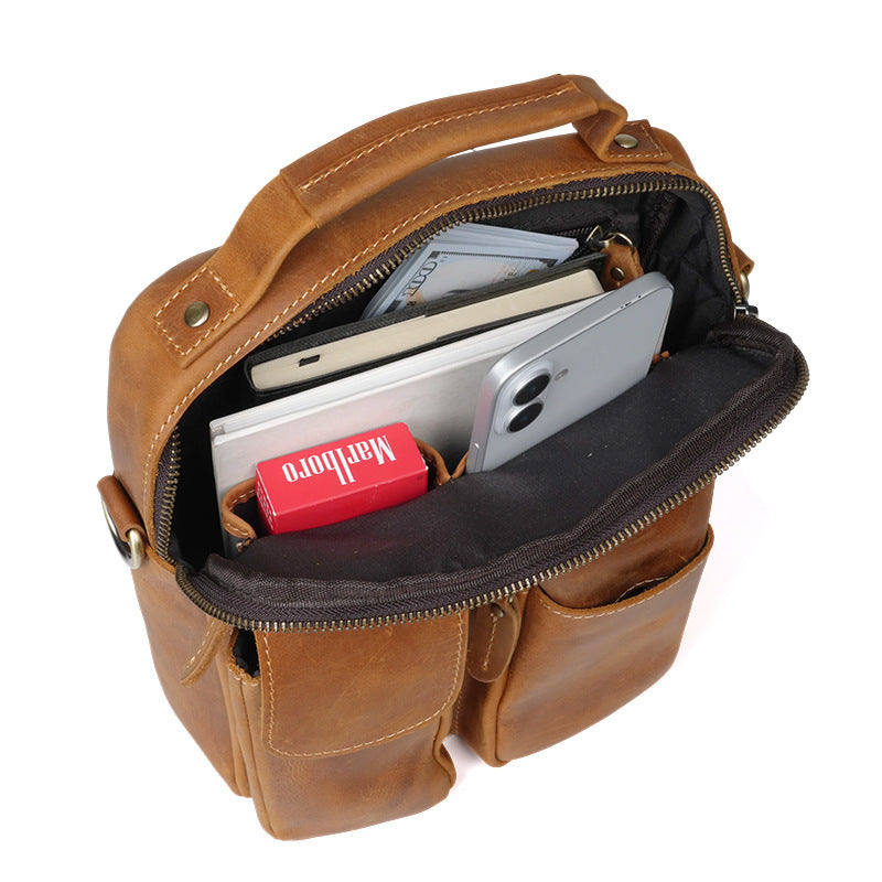Crazy Horse Leather Simple Genuine Personality Bags