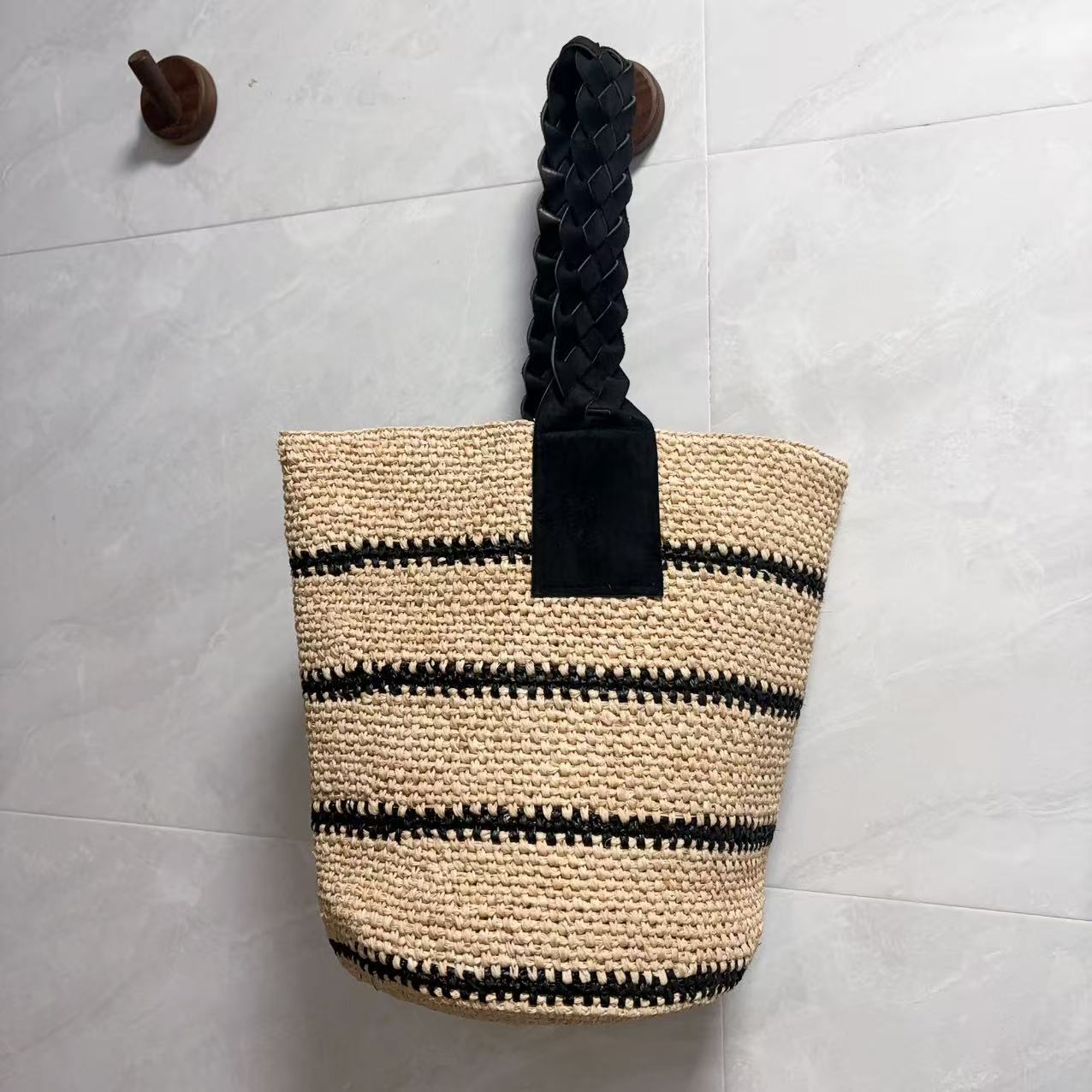 Women's Crocheting Raffia Striped Summer Seaside Holiday Women's Handbag