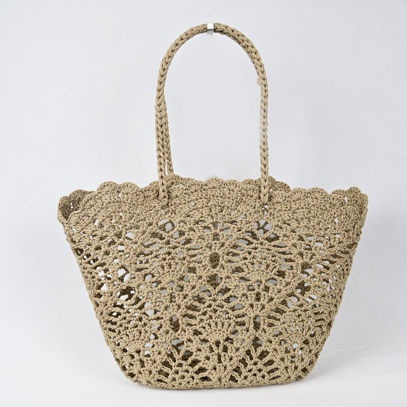 Fishtail Pattern Hollow Woven Basket Beach Bags