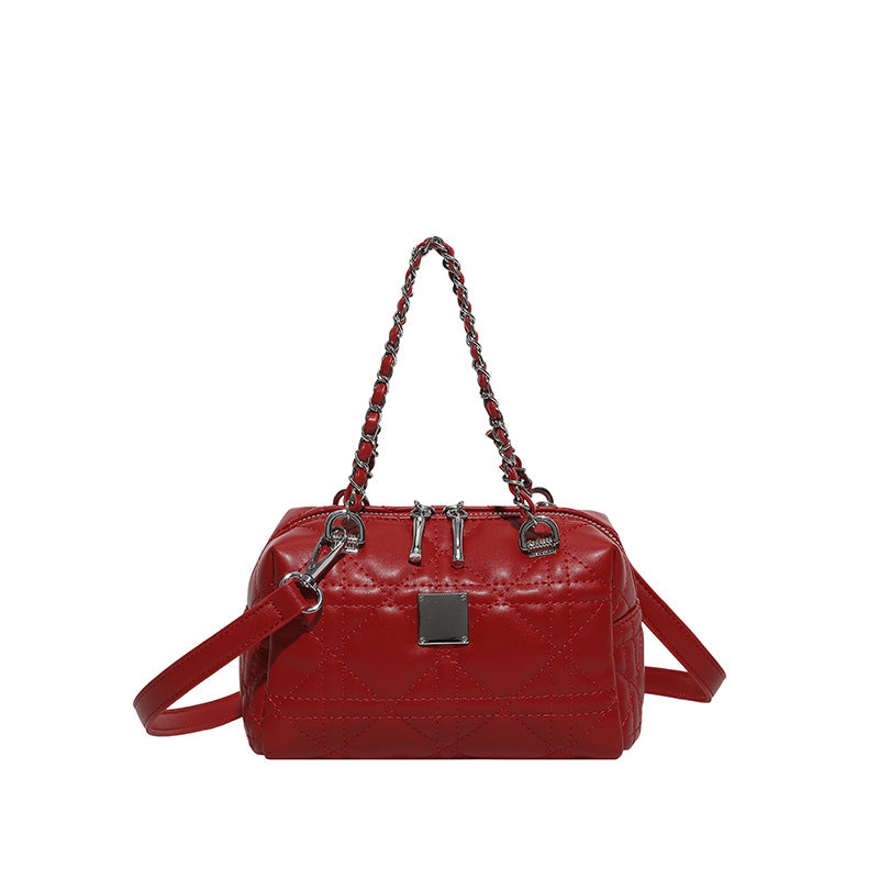Women's Chain Boston Pillow Fashion Embroidery Thread Women's Handbag