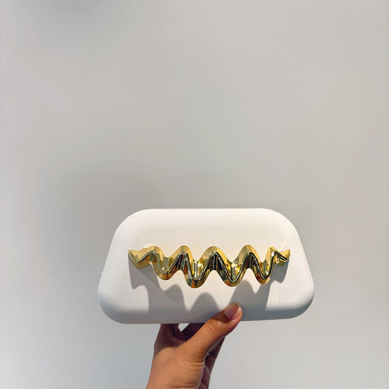 Simple Elegant Matte Texture Box Metal Wave Decorative Bags