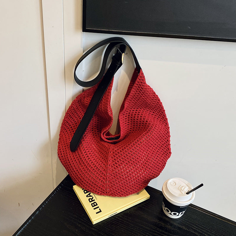 Style Hollow Out Stitching Woven Summer Leisure Vacation Women's Shoulder Bag