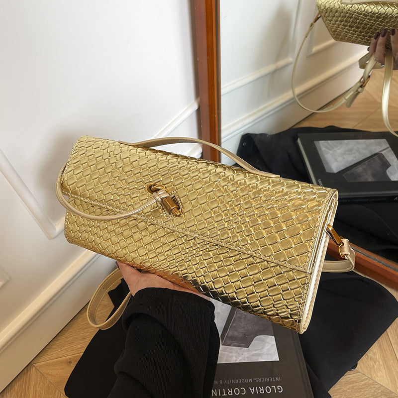 Women's Woven Baguette Retro Textured Portable Simple Light Bags