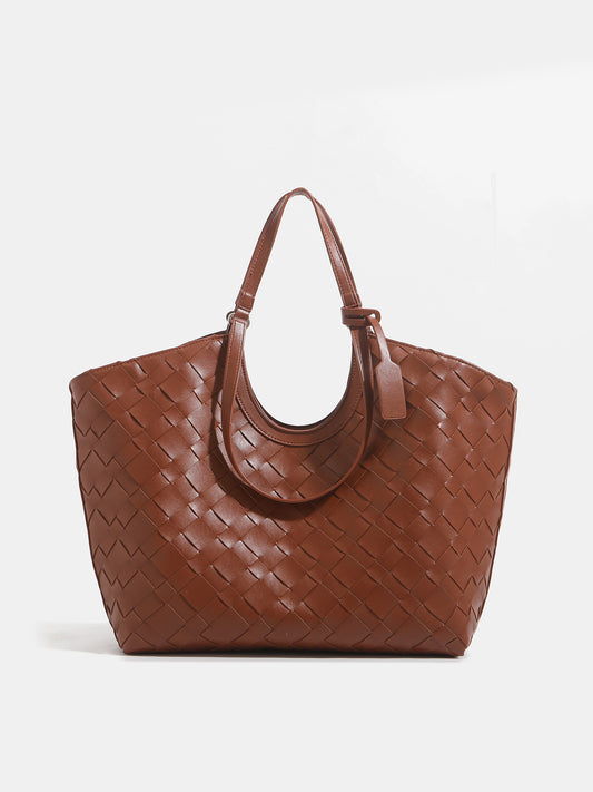 Autumn Vintage Weave Portable Female Minority Fashion Commuter Large Tote Bags