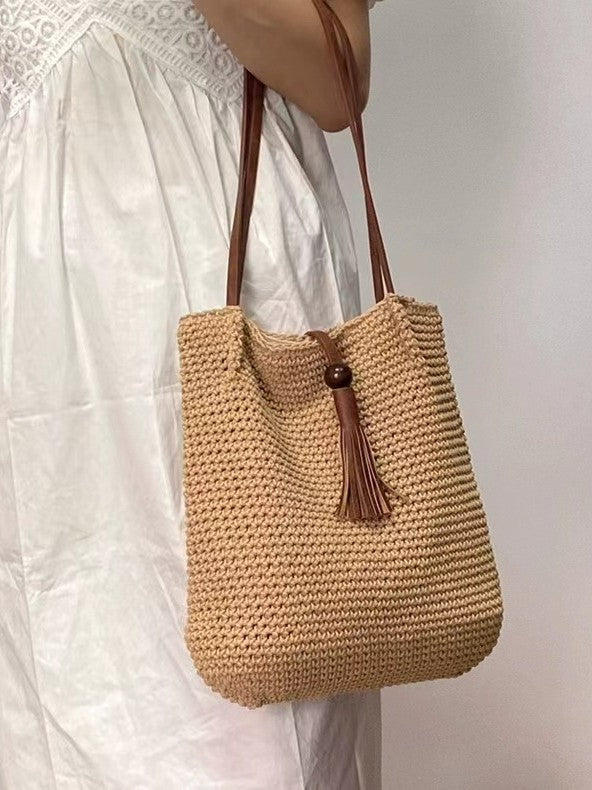 Women's Tassel Straw Hand-woven Large Capacity Vacation Women's Shoulder Bag
