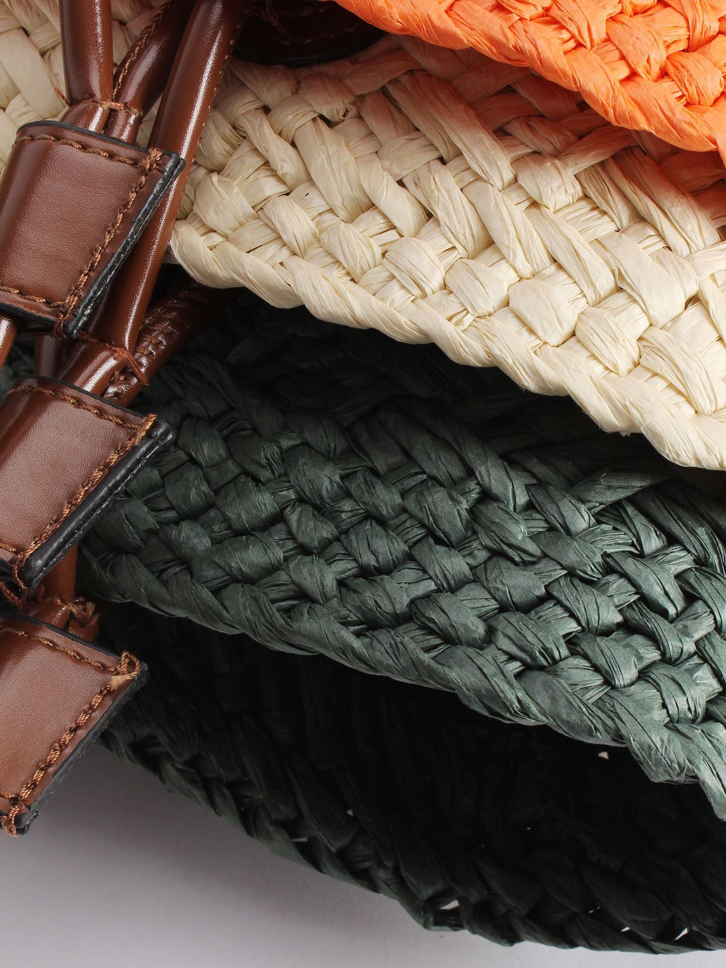 Style Fashion Solid Color Paper Woven Retro Contrast Mori Large Bags