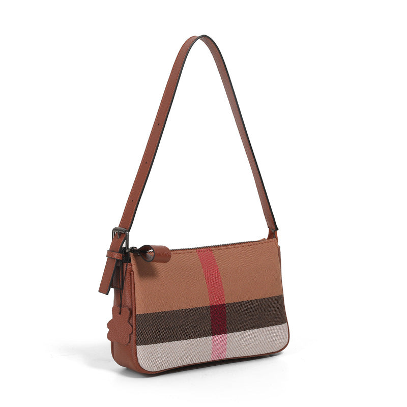 Women's High-grade Plaid Mobile Genuine Leather Women's Shoulder Bag