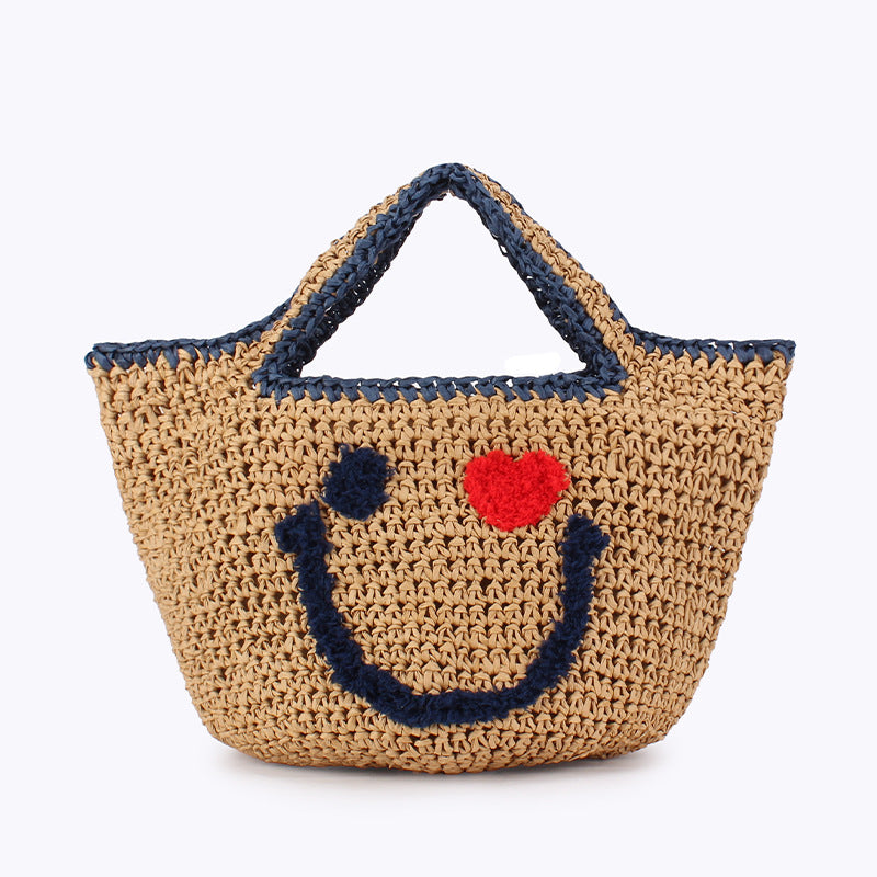 Women's Smiley Face Woven Daily Simplicity Seaside Vacation Women's Handbag