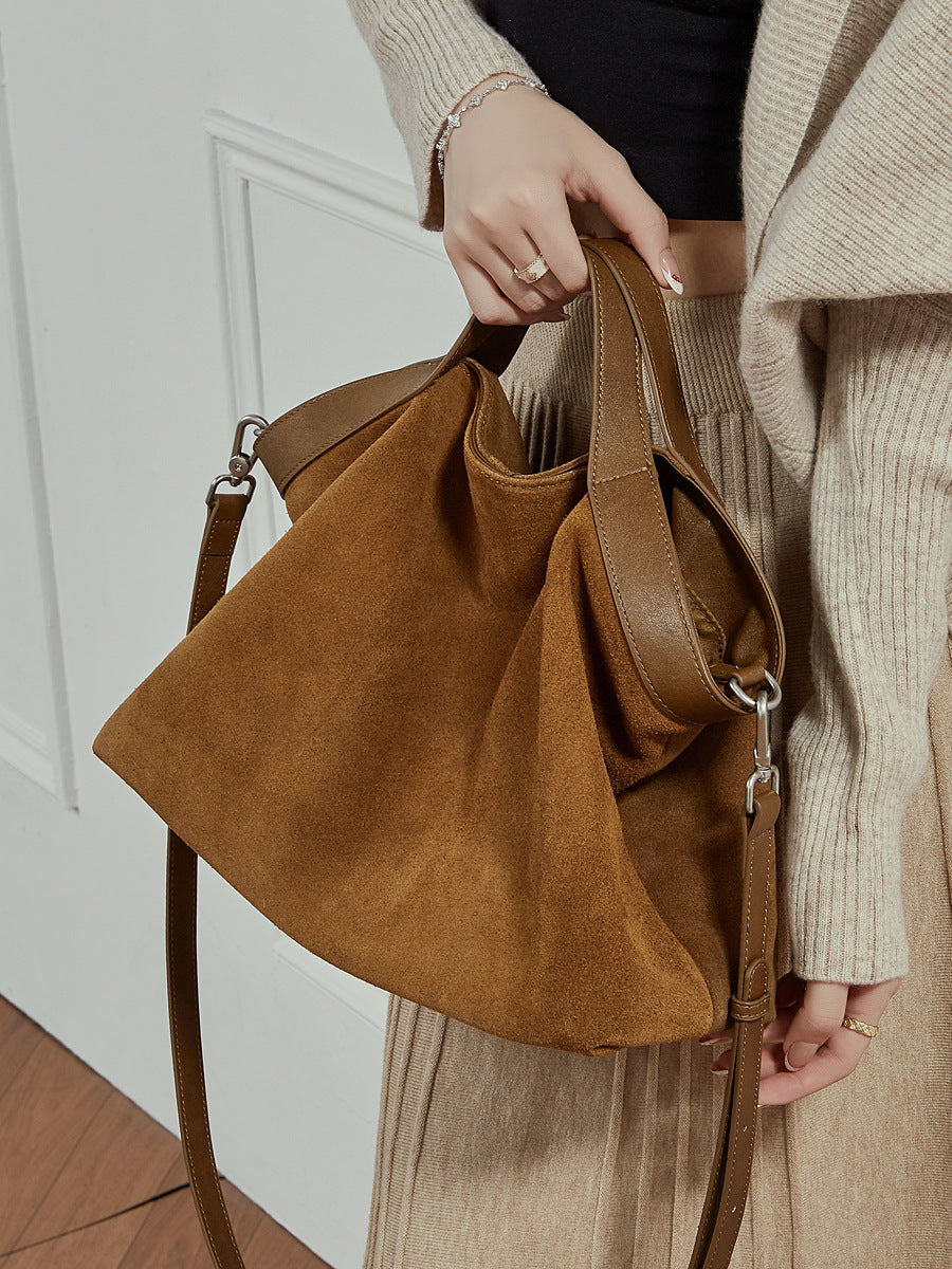 Contrast Color Retro Fashion Cowhide Matte High Texture Commuter Bags