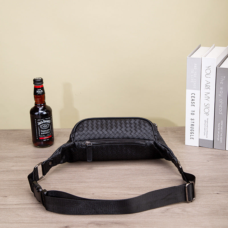 Men's Fashion Woven Pattern Niche Popular Trendy Wide Strap Men's Fanny Pack