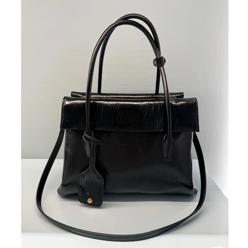 Women's Italian Shell Retro Bowling Genuine Leather Women's Handbag