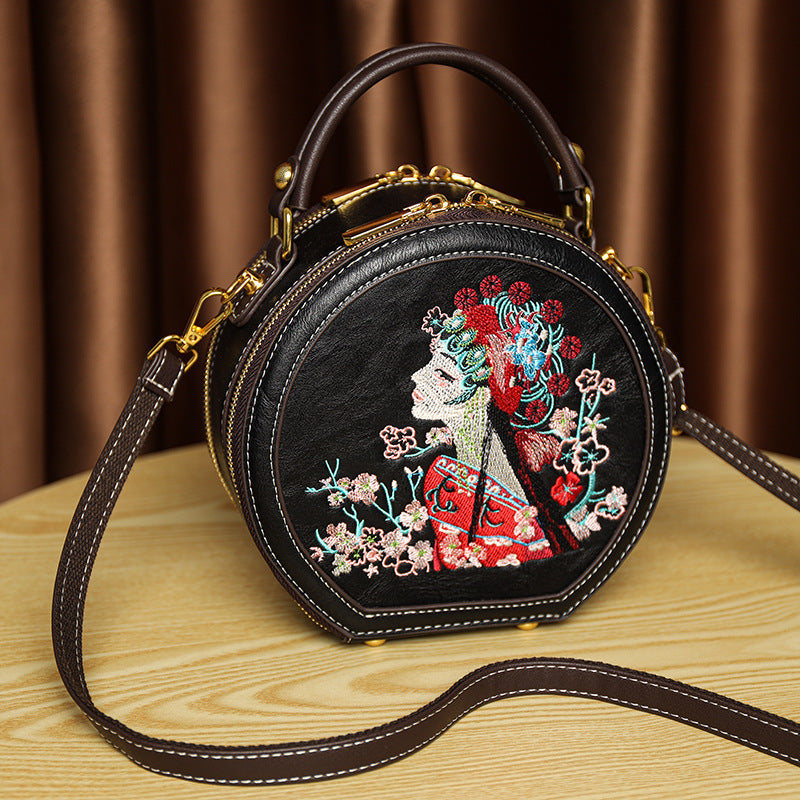 Chinese Style Embroidery Handmade Round Design Ethnic Texture Leisure Women's Shoulder Bag