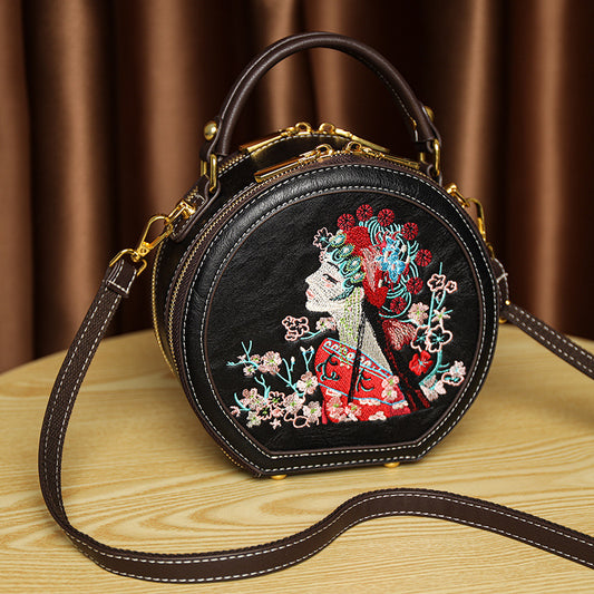 Chinese Style Embroidery Handmade Round Design Ethnic Texture Leisure Women's Shoulder Bag