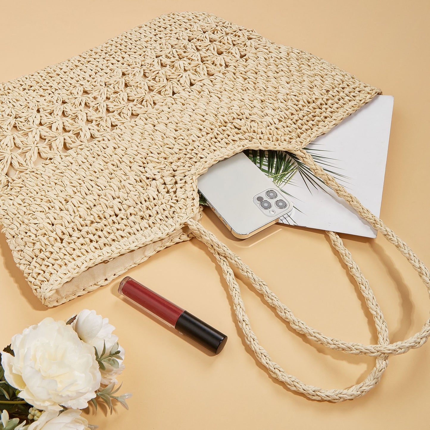 Weaving Hollow Straw Shopping Vacation Beach Net Fashion Women's Shoulder Bag