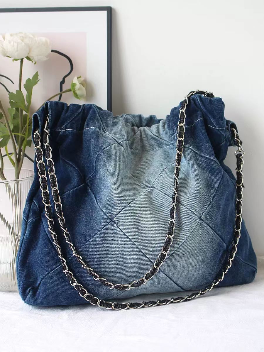 Classic Style Denim Chain Garbage Large Capacity Women's Shoulder Bag