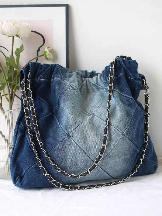 Classic Style Denim Chain Garbage Large Capacity Women's Shoulder Bag