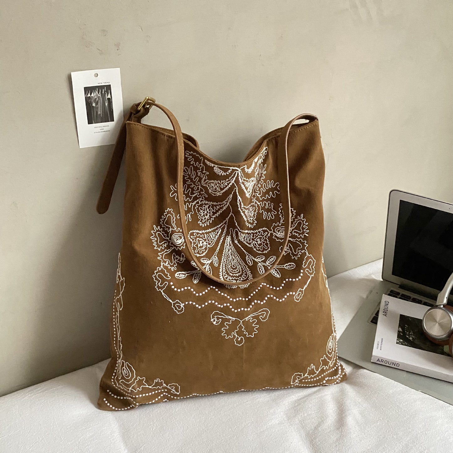 Chinese Style National Frosted Embroidered Commuter Women's Shoulder Bag