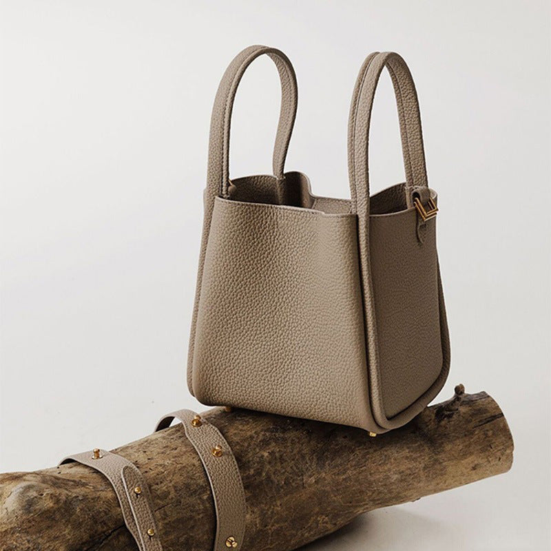 Attractive One Genuine Leather Vegetable Basket Women's Shoulder Bag