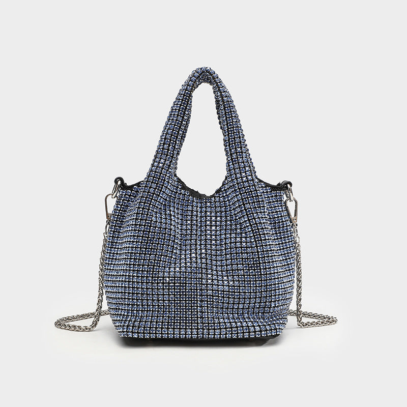Women's Full Diamond Rhinestone Chain Shiny Portable Bucket Bags