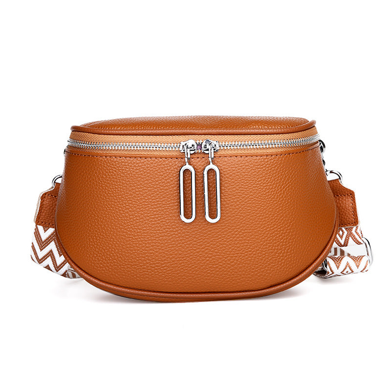 Women's Genuine Leather Saddle Fashion Simple Minority Women's Chest Bag, Fanny Pack