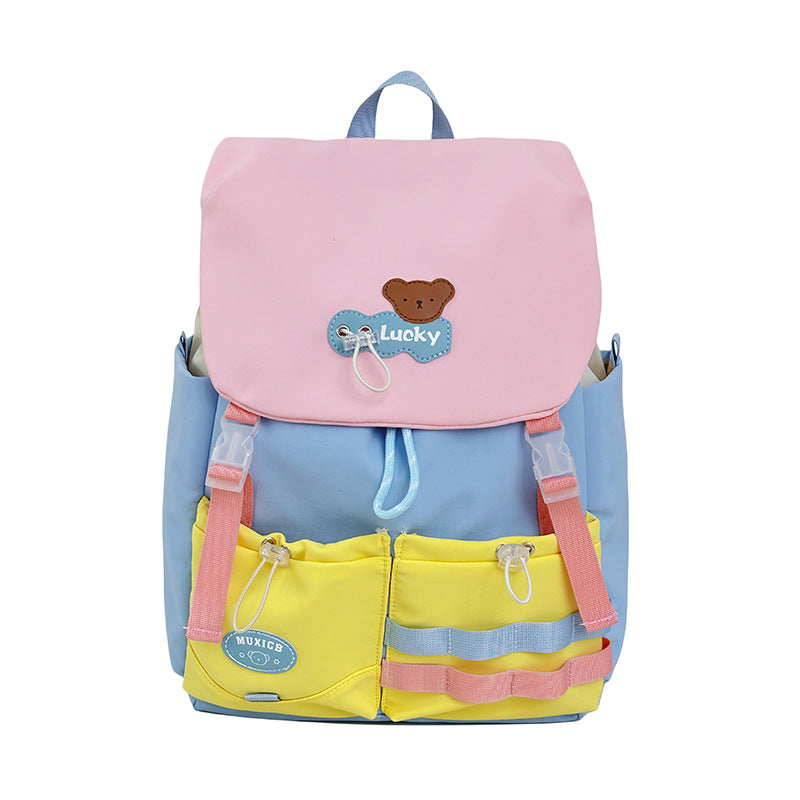 Korean Style Fashion Large Capacity Tuition Female Good-looking Versatile Contrast College Student Schoolbag