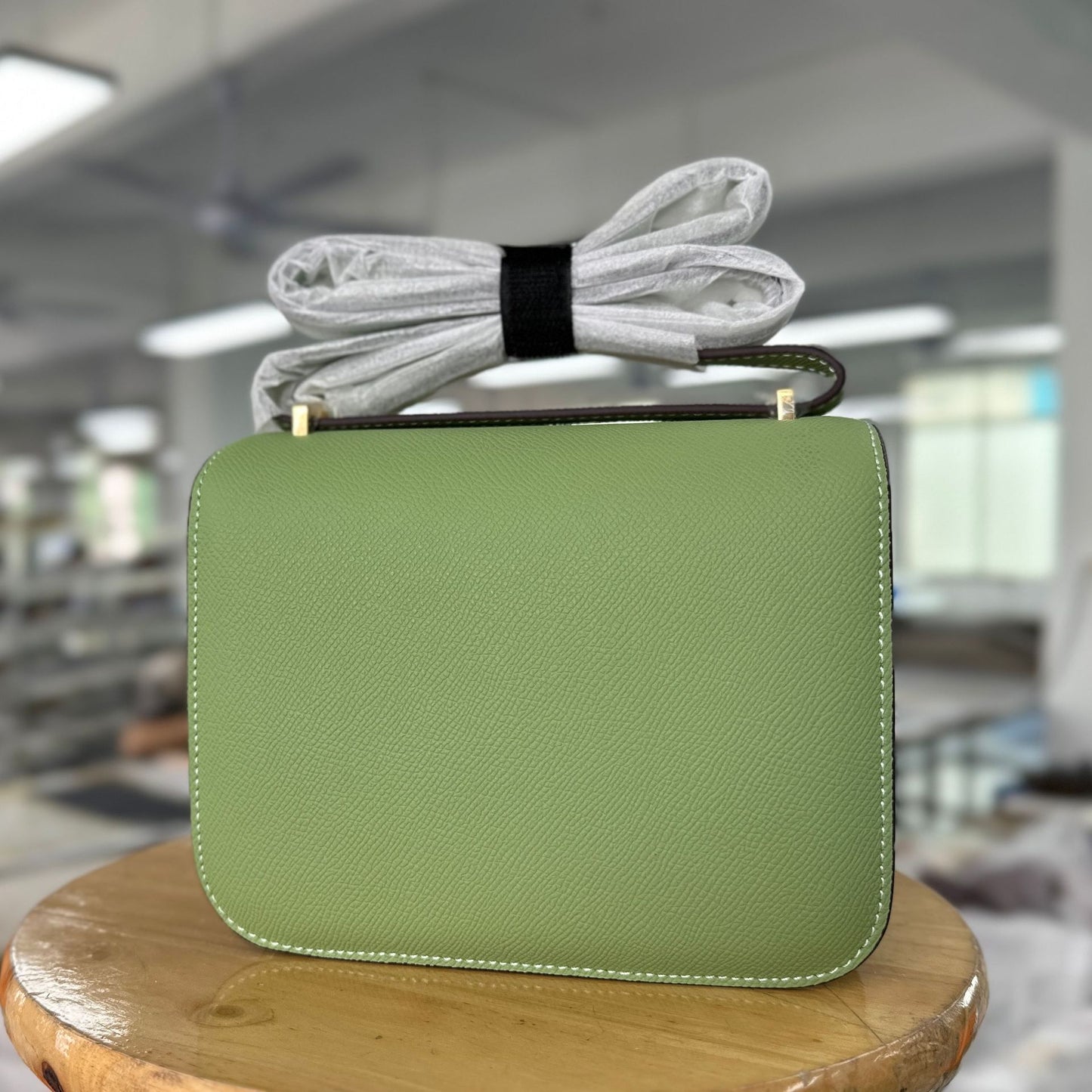 Constance Palm Print Cowhide Leather Gold Buckle