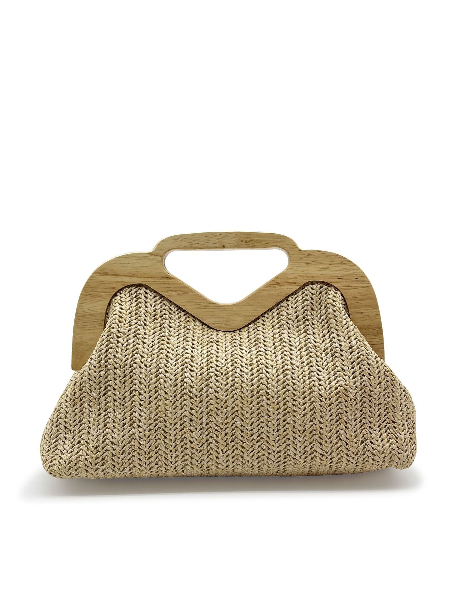 Women's Summer Main Push Wooden Banquet Hand Straw Dinner Bag