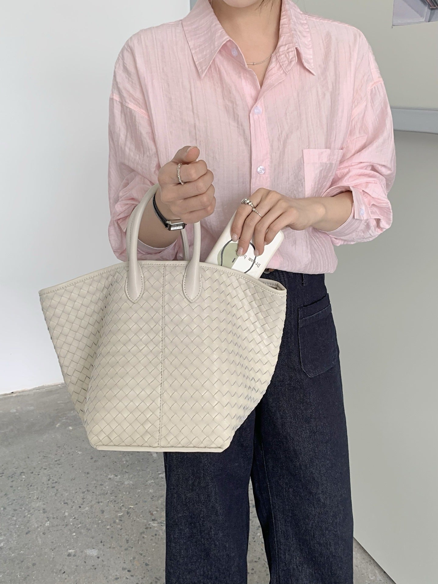 Leather High-grade French Style Vacation Genuine Wings Large Tote Bag