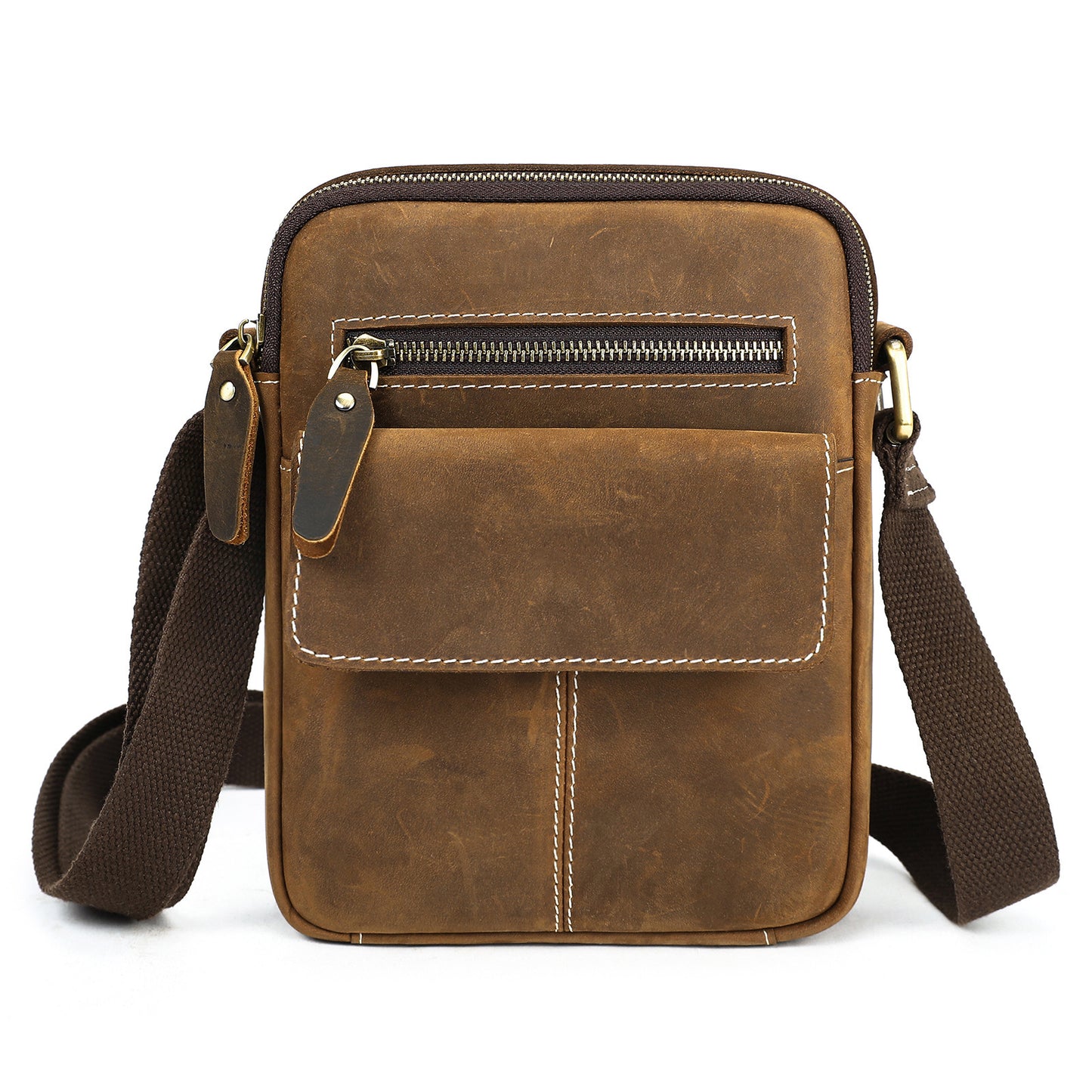 Men's Leather Fashion Crazy Horse First Layer Cowhide Men's Shoulder Bag