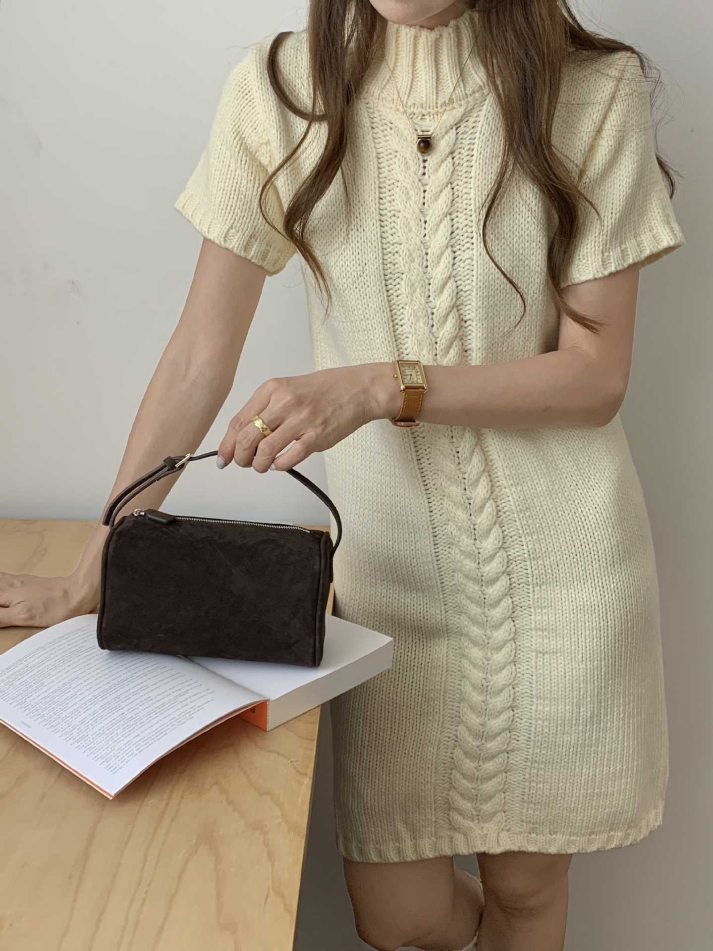 Suede Underarm Mini Pouch Genuine Leather Portable Women's Handbag