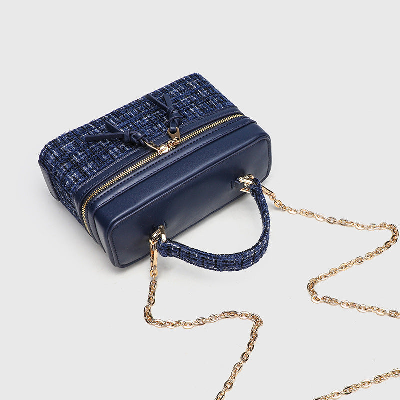 Women's Little Style Woollen Cloth Box Hard Fashion Bags
