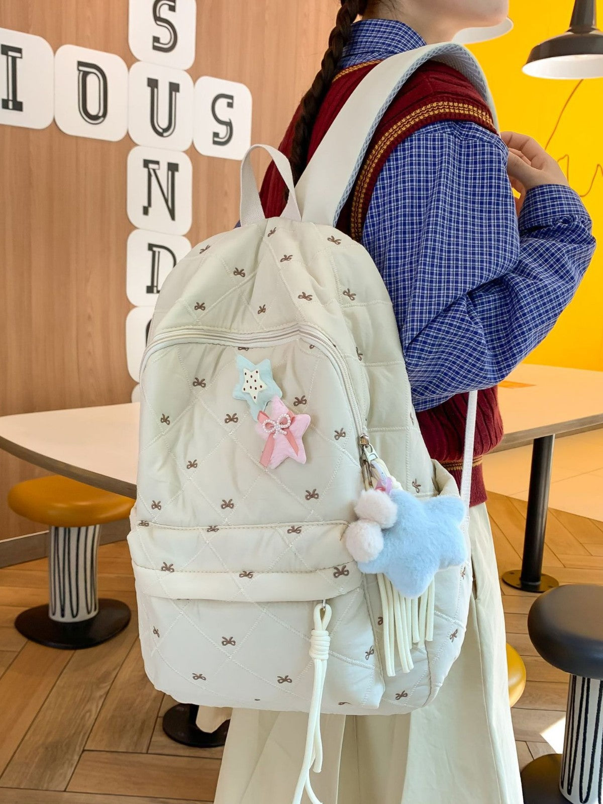 Junior High Good-looking Cotton Clothes Bow Backpacks
