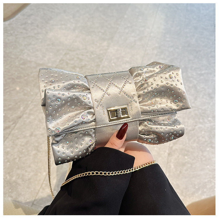 Bow Full Diamond Light Luxury Banquet Clutch Dinner Bag