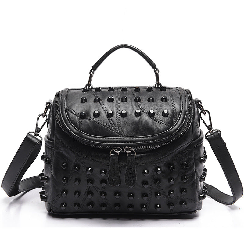 Women's Sheepskin Trendy Rivet Korean Style Soft Leather Women's Shoulder Bag