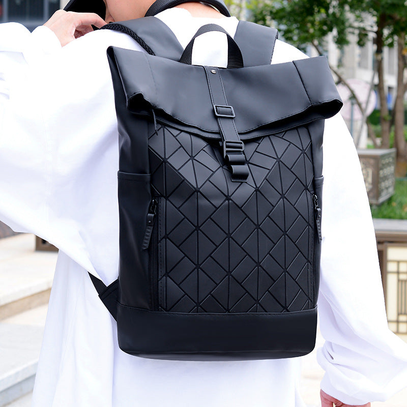 Men's High-grade Diamond Quilted Versatile Large Capacity Leisure Backpack